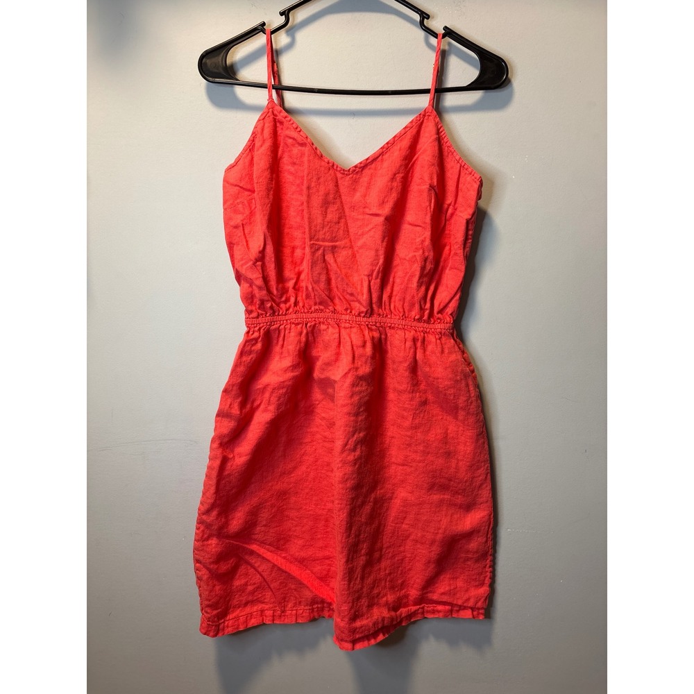 J.Crew Coral Red 100% Linen Mini Dress Lightweight Size Small Beach